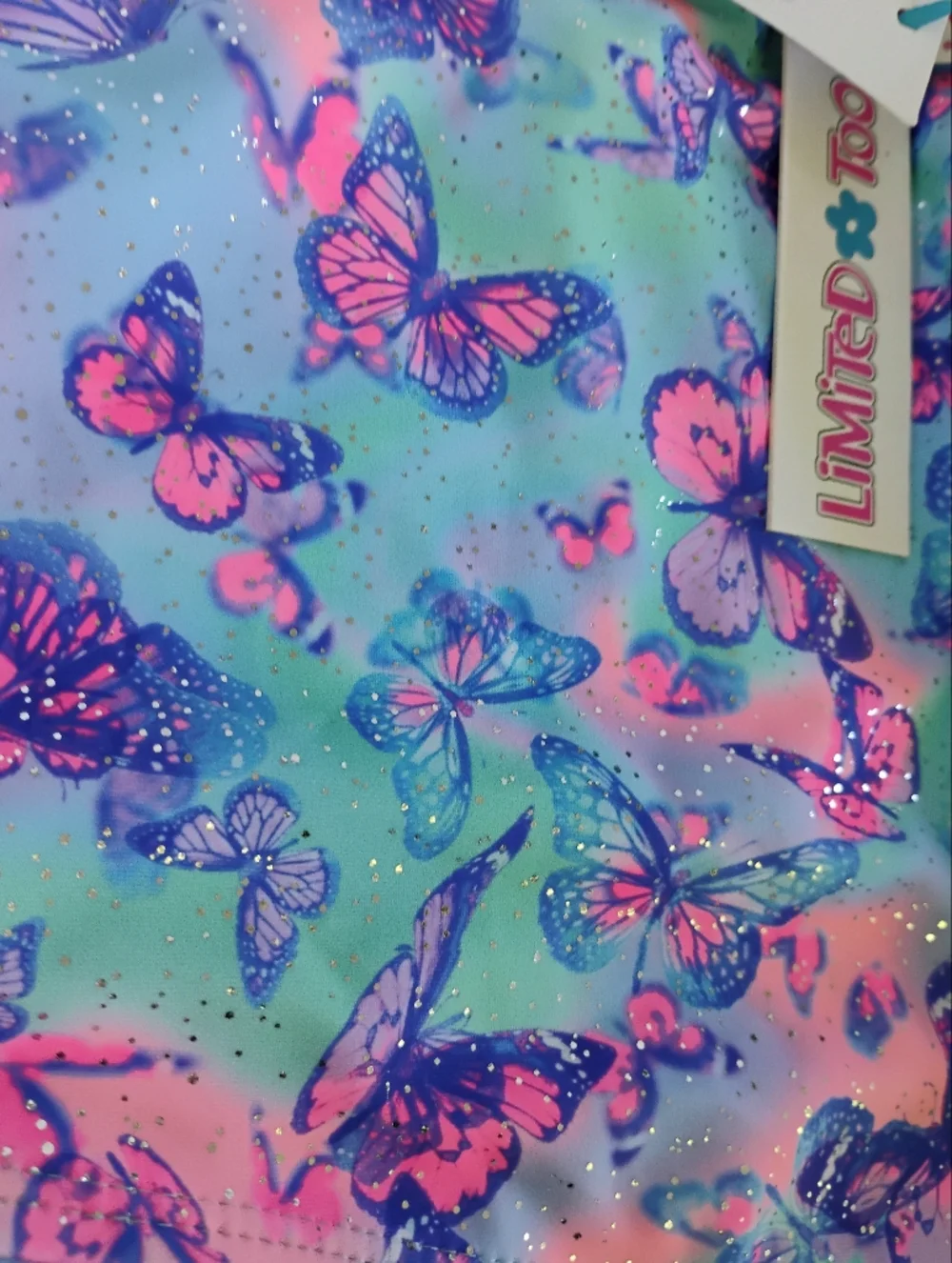 Limited Too One Piece Girls Swimsuit Butterfly 10/12 & FREE SWIM GOGGLES NWT